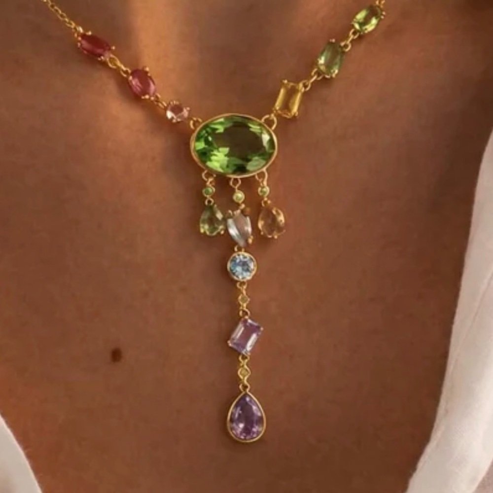 Swarovski Crystal exquisite CASCADE lariat in gold plating NWT colorful sparkle - Picture 2 of 8